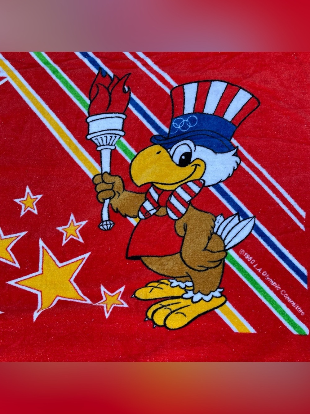 1984 LA Olympics Towel Sam Eagle Beach Pool Swim Gym Summer Games Los Angeles - Picture 4 of 9